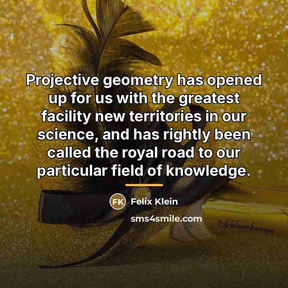 “Projective geometry has opened up for us with the greatest…” quote by Felix Klein