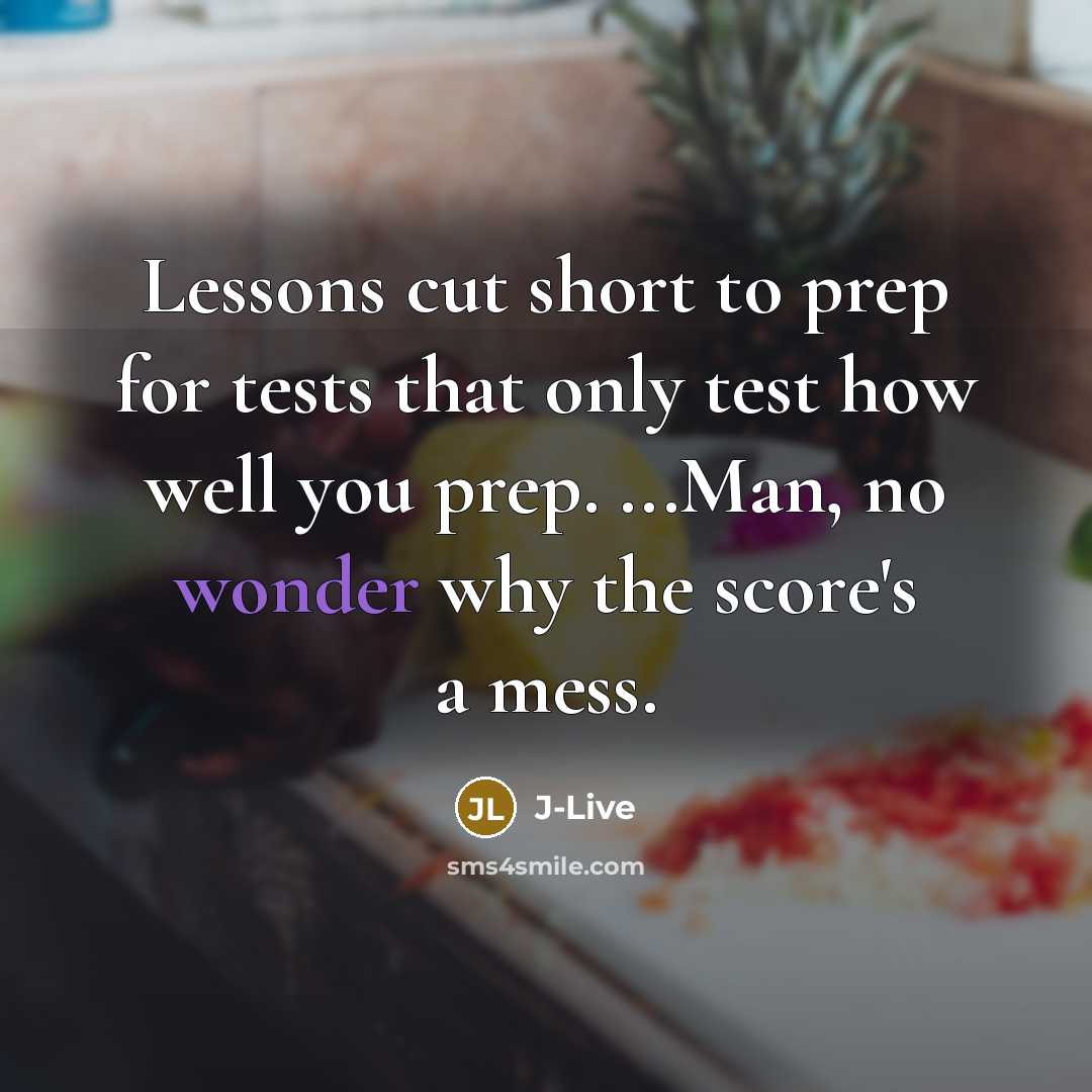 “Lessons cut short to prep for tests that only test…” quote by J-Live