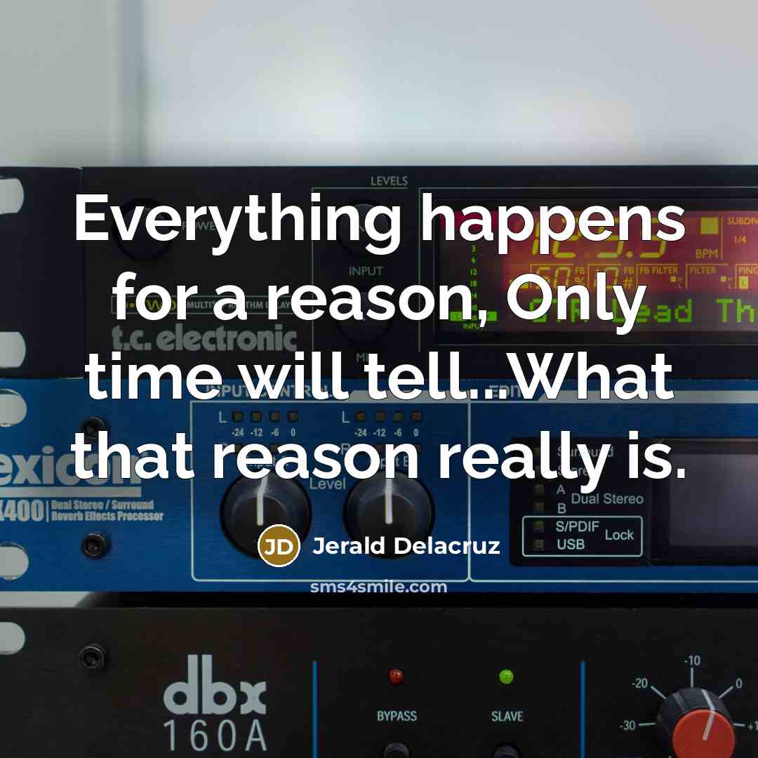 “Everything happens for a reason, Only time will tell...What that…” quote by Jerald Delacruz