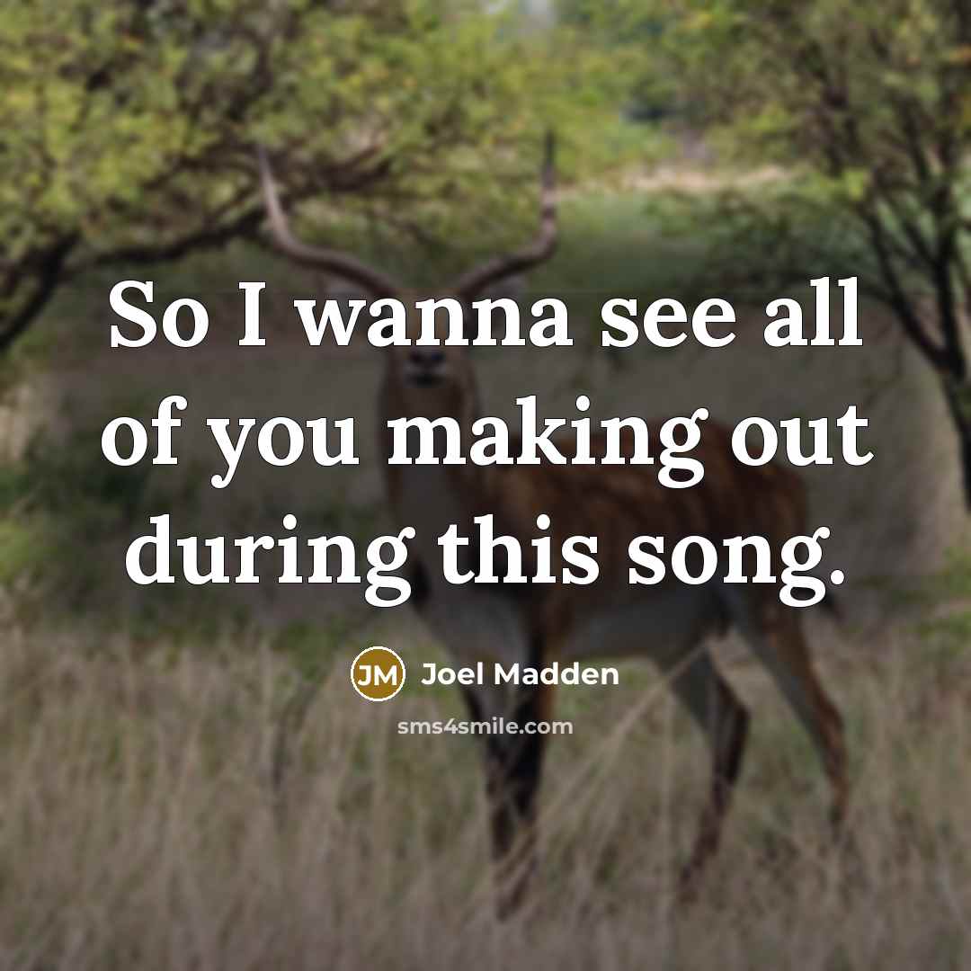 “So I wanna see all of you making out during…” quote by Joel Madden
