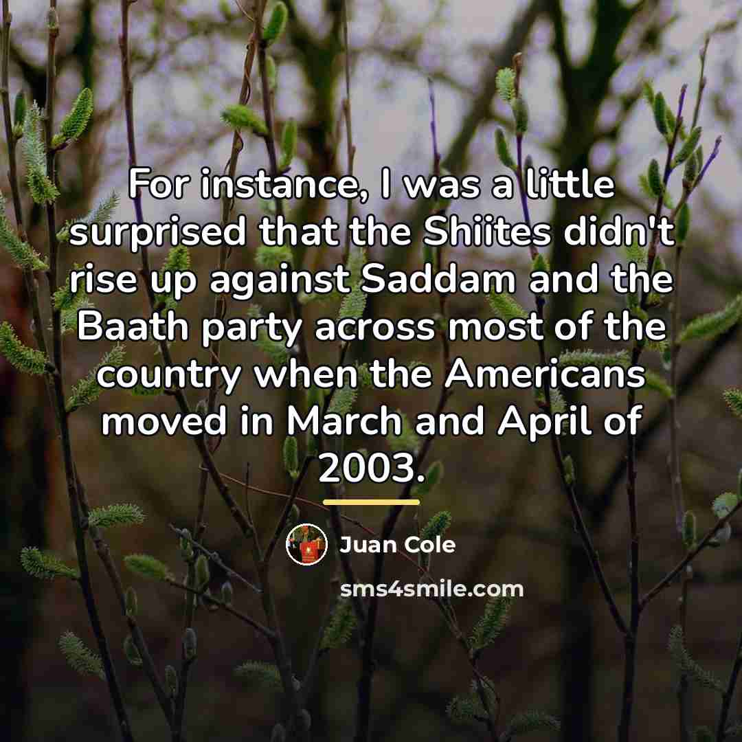 “For instance, I was a little surprised that the Shiites…” quote by Juan Cole