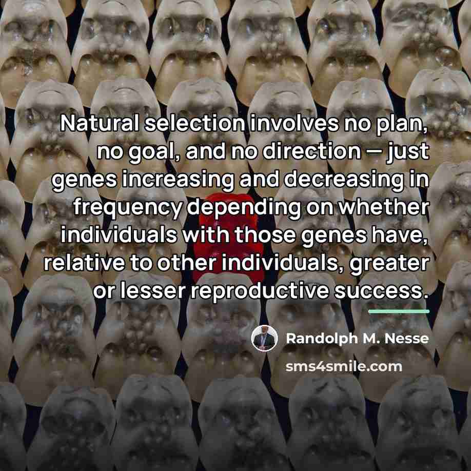 “Natural selection involves no plan, no goal, and no direction…” quote by Randolph M. Nesse