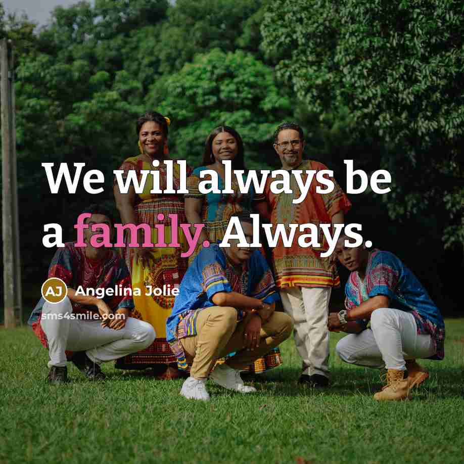 “We will always be a family. Always.…” quote by Angelina Jolie