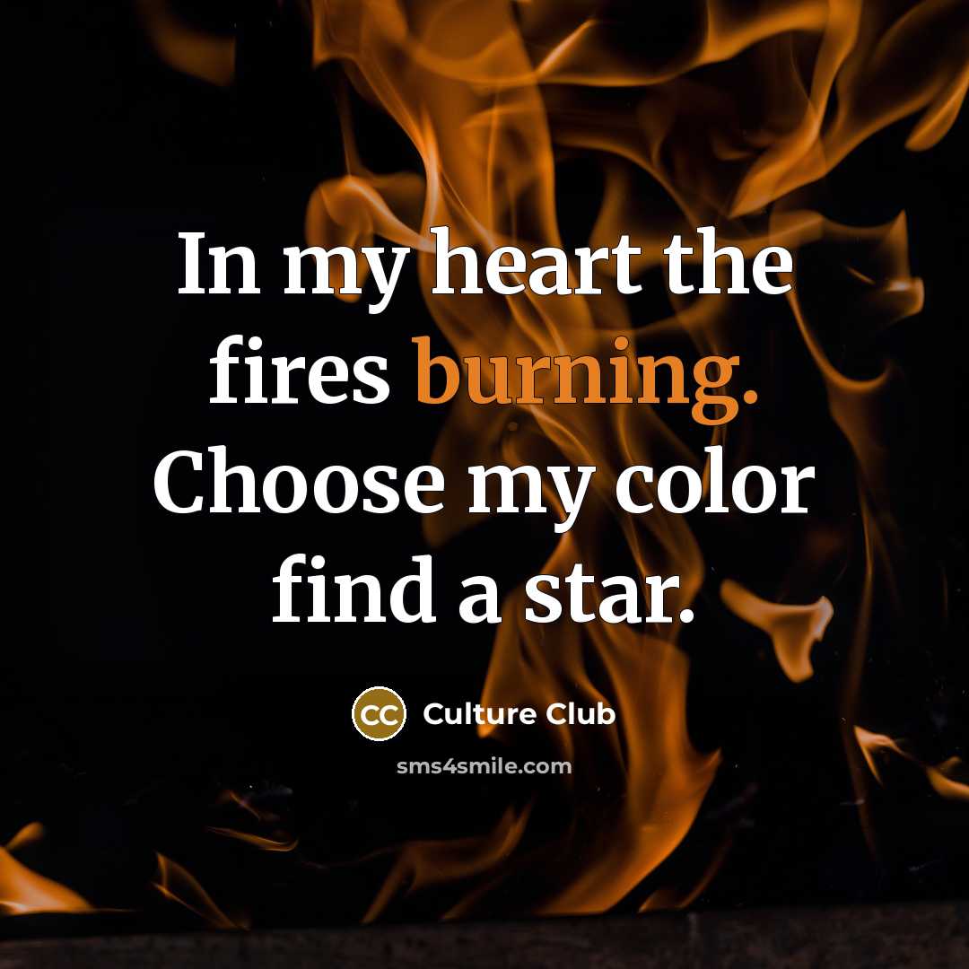 “In my heart the fires burning. Choose my color find…” quote by Culture Club