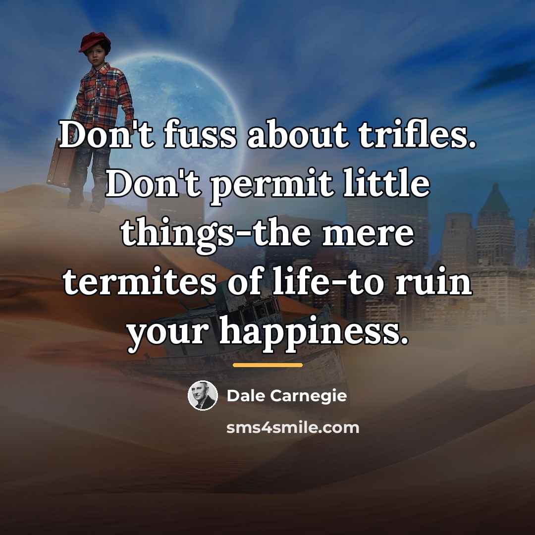 “Don't fuss about trifles. Don't permit little things-the mere termites…” quote by Dale Carnegie