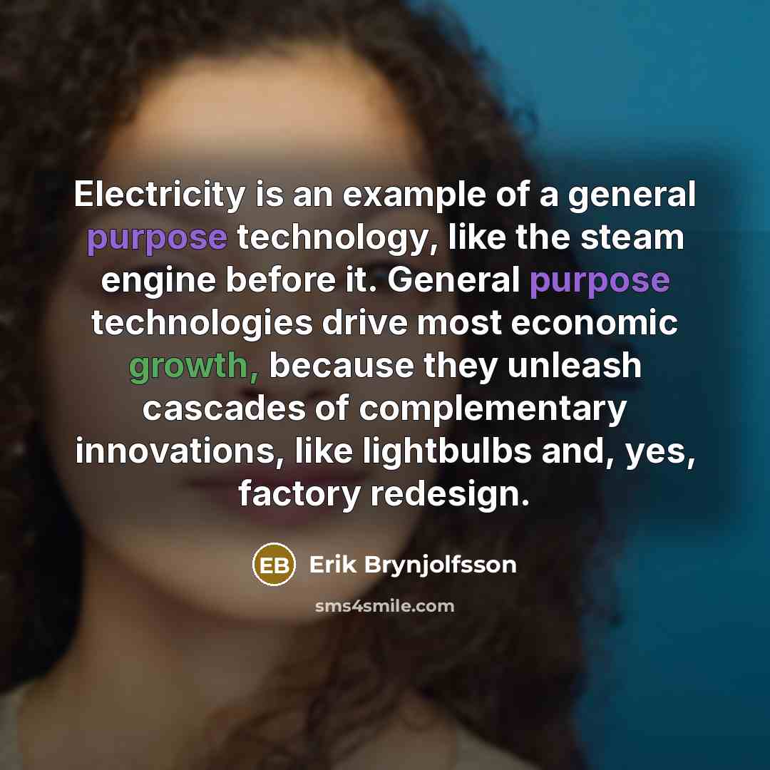 “Electricity is an example of a general purpose technology, like…” quote by Erik Brynjolfsson
