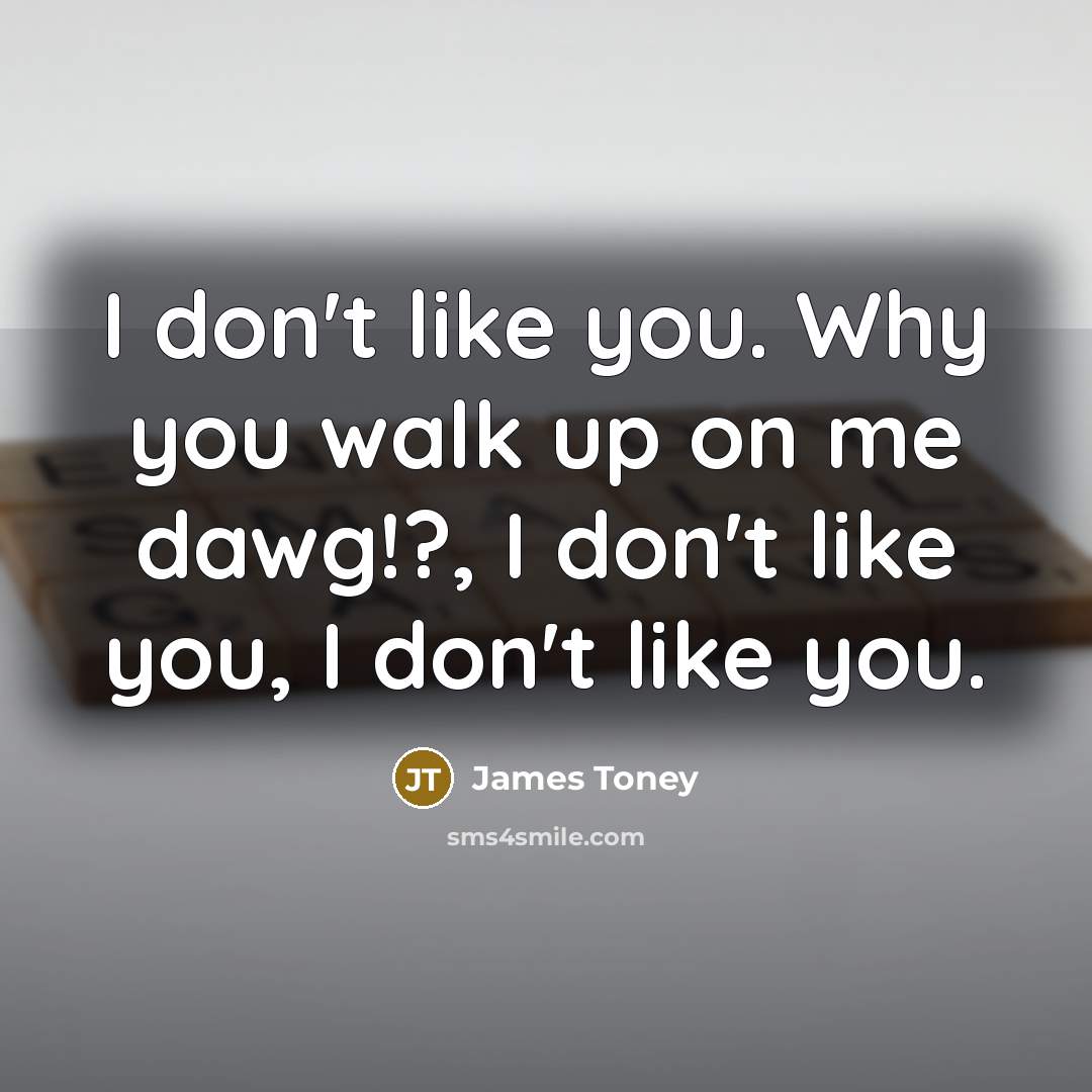 “I don't like you. Why you walk up on me…” quote by James Toney