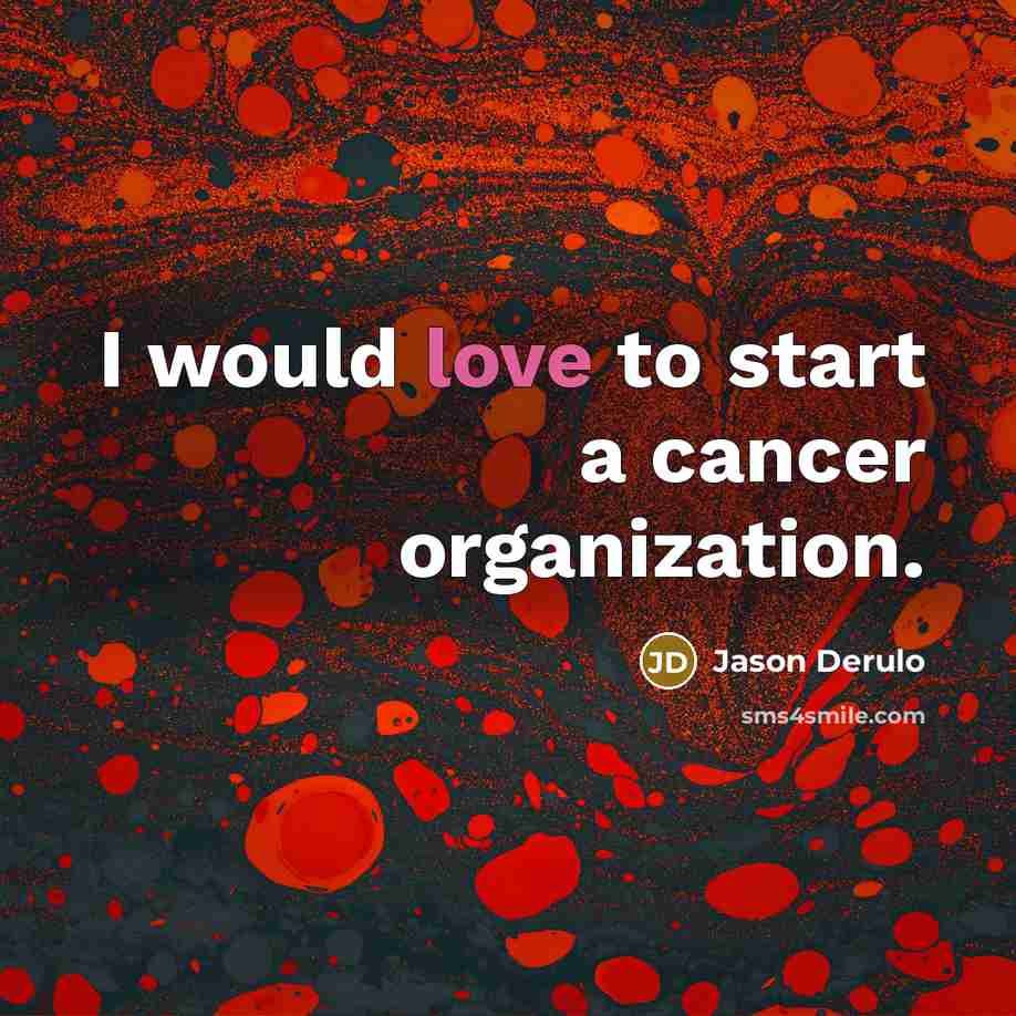 “I would love to start a cancer organization.…” quote by Jason Derulo