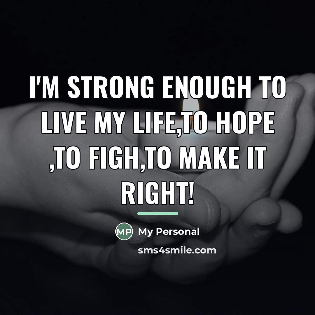 “I'm strong enough to live my life,to hope ,to figh,to…” quote by My Personal