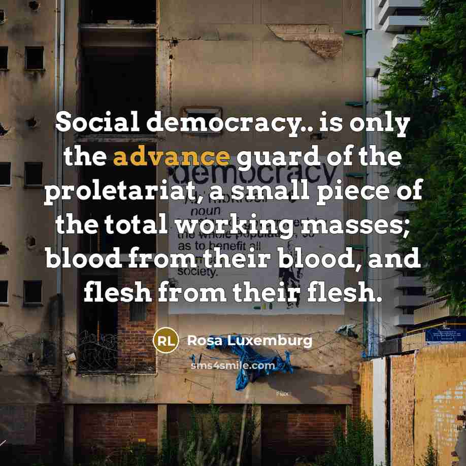 “Social democracy.. is only the advance guard of the proletariat,…” quote by Rosa Luxemburg