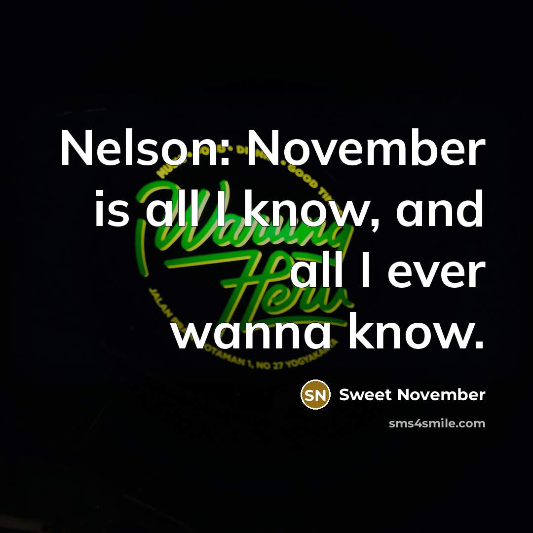 “Nelson: November is all I know, and all I ever…” quote by Sweet November