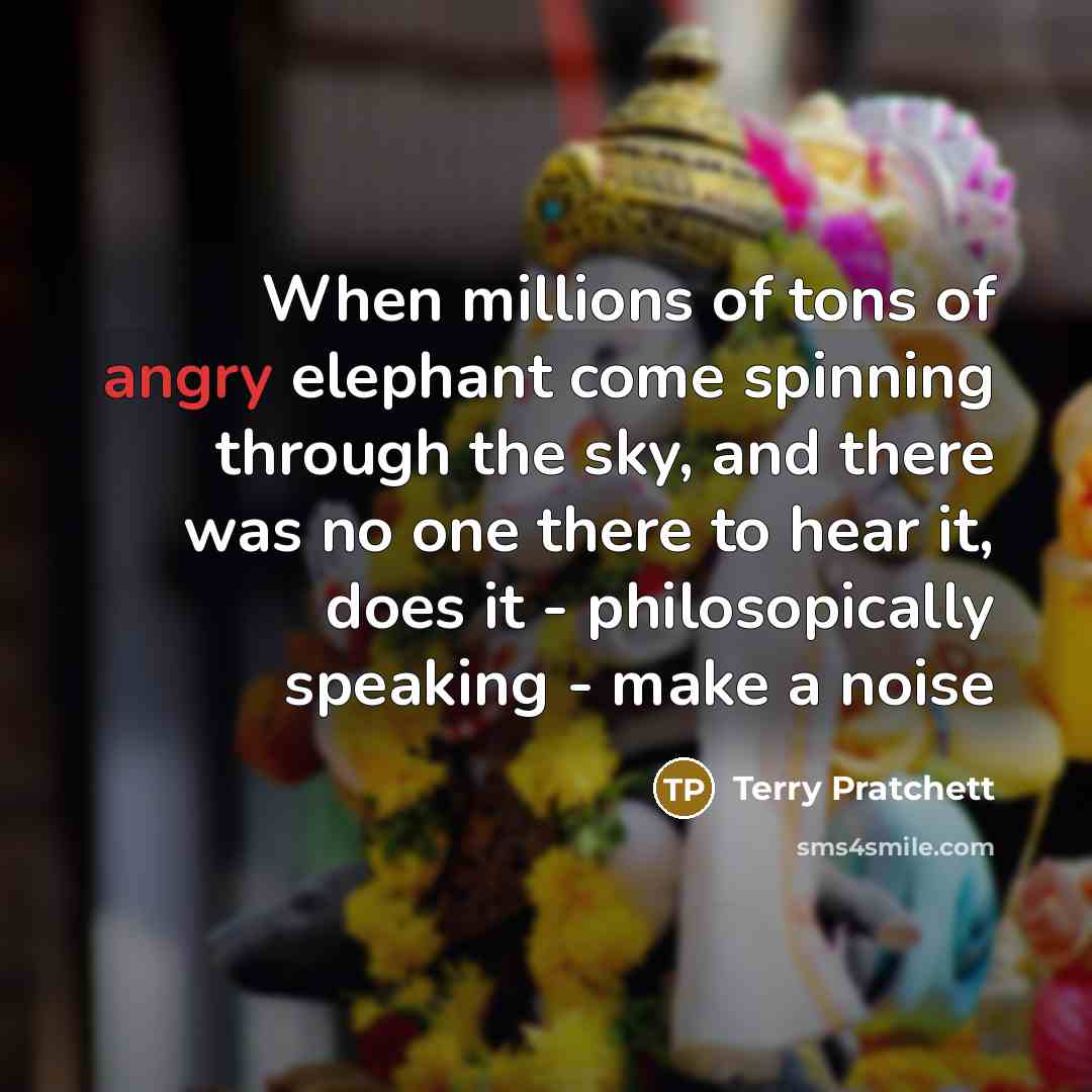“When millions of tons of angry elephant come spinning through…” quote by Terry Pratchett