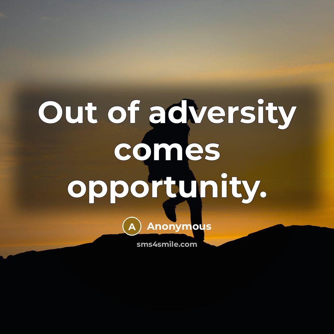 “Out of adversity comes opportunity.…” quote by Anonymous