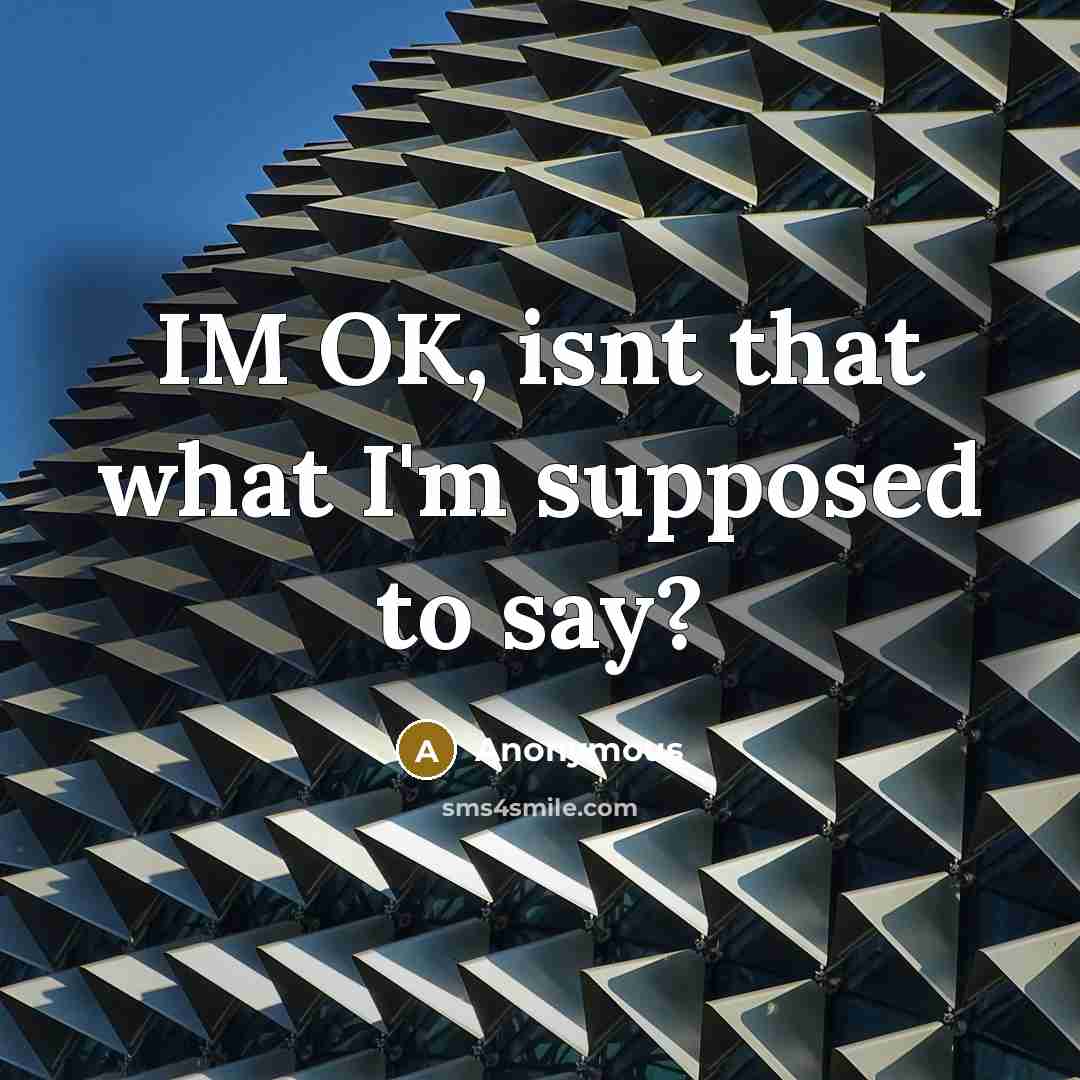 “IM OK, isnt that what I'm supposed to say?…” quote by Anonymous