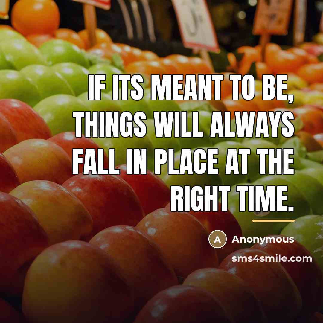“If its meant to be, things will always fall in…” quote by Anonymous