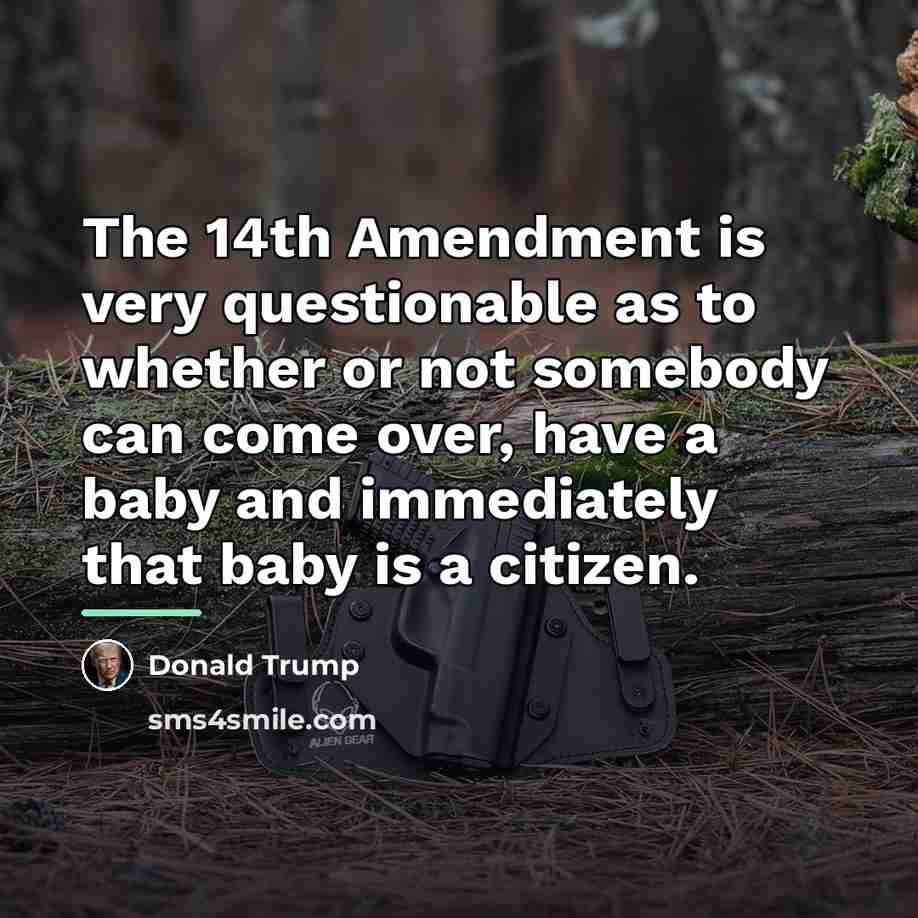 “The 14th Amendment is very questionable as to whether or…” quote by Donald Trump