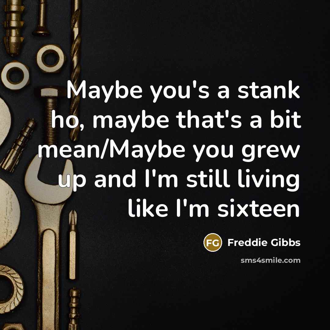 “Maybe you's a stank ho, maybe that's a bit mean/Maybe…” quote by Freddie Gibbs