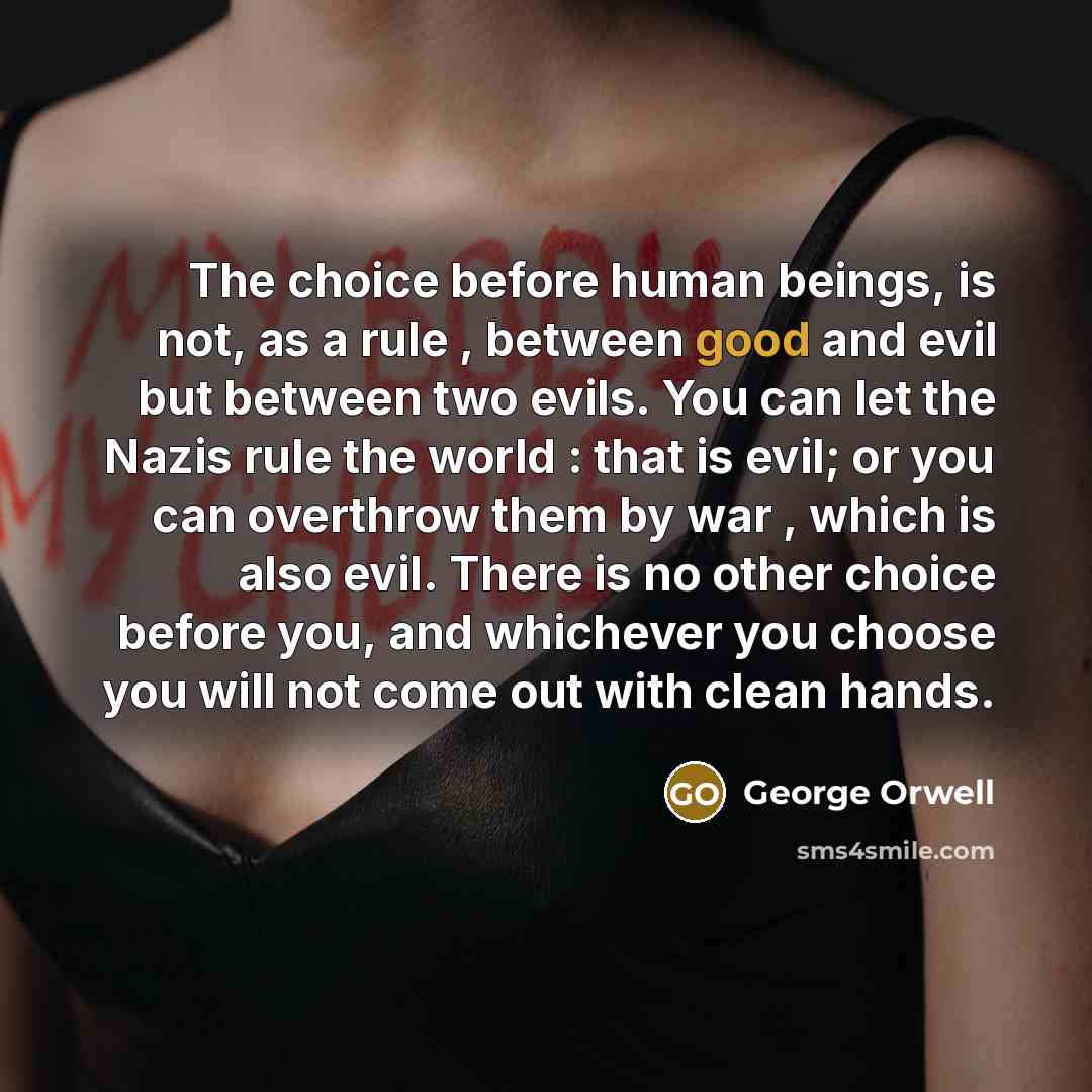 “The choice before human beings, is not, as a rule…” quote by George Orwell
