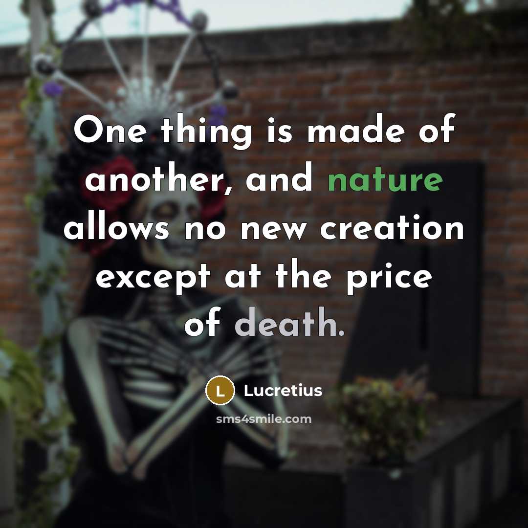 “One thing is made of another, and nature allows no…” quote by Lucretius