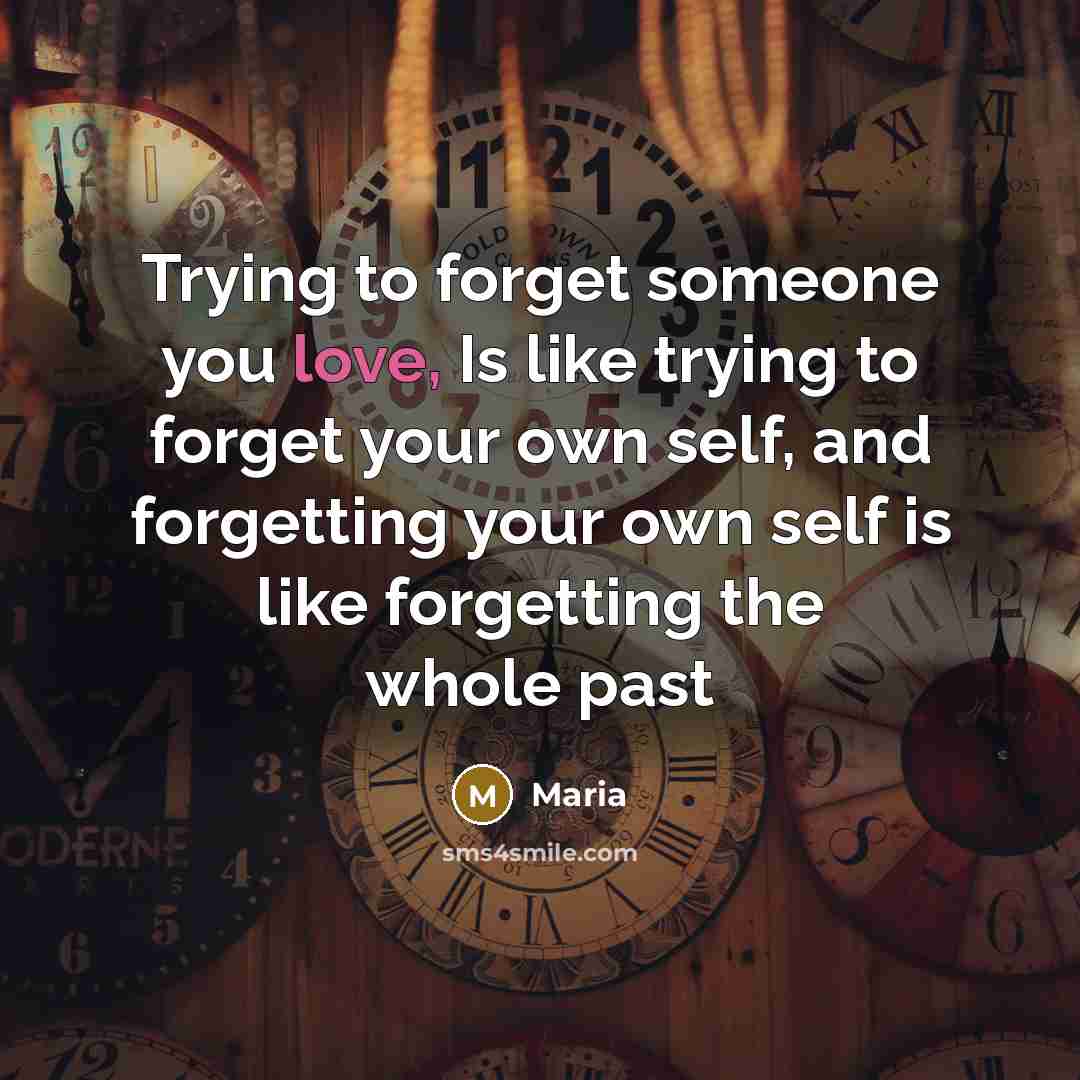 “Trying to forget someone you love, Is like trying to…” quote by Maria