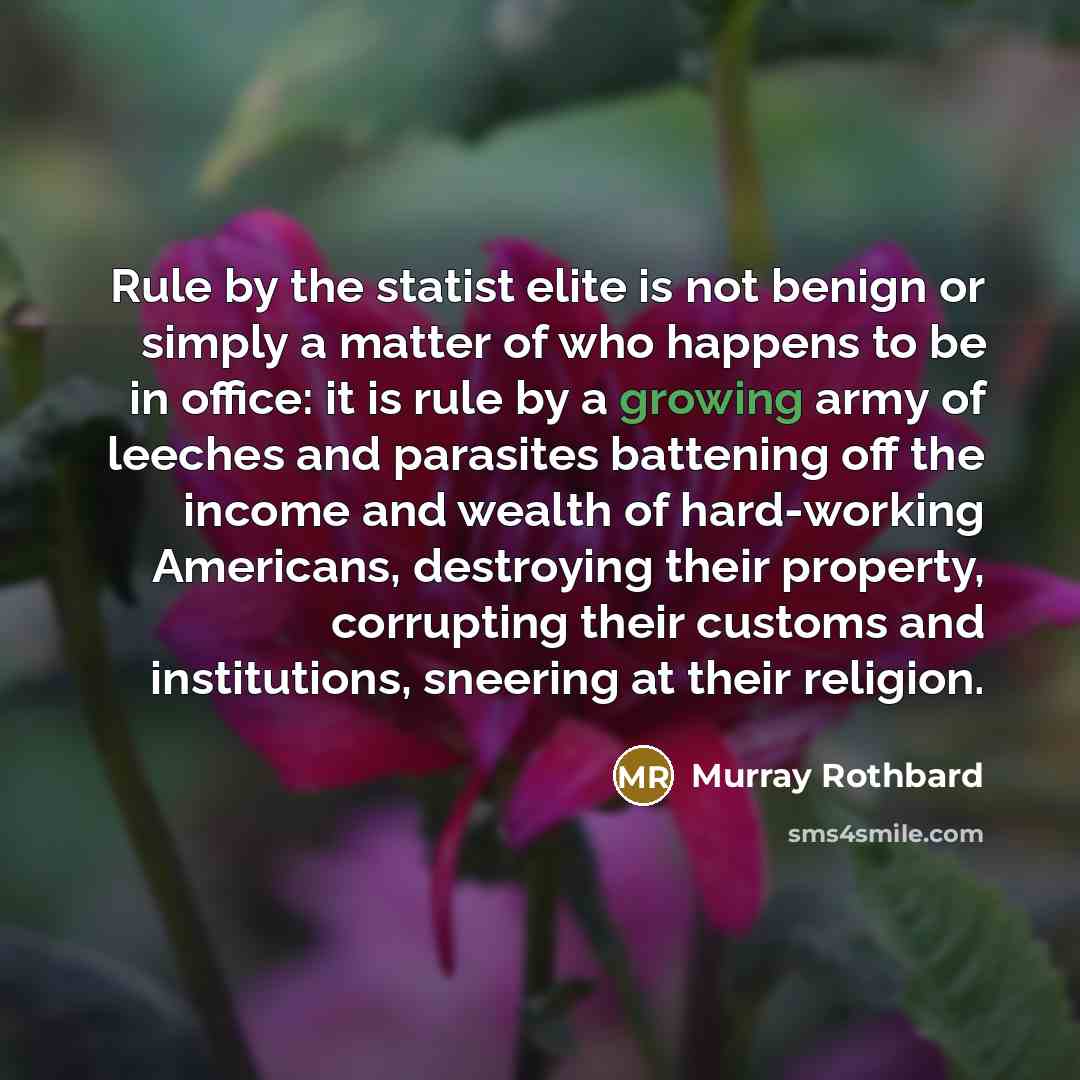 “Rule by the statist elite is not benign or simply…” quote by Murray Rothbard