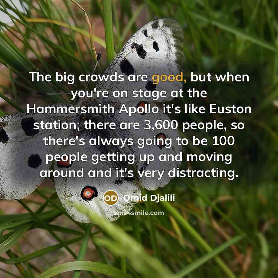 “The big crowds are good, but when you're on stage…” quote by Omid Djalili