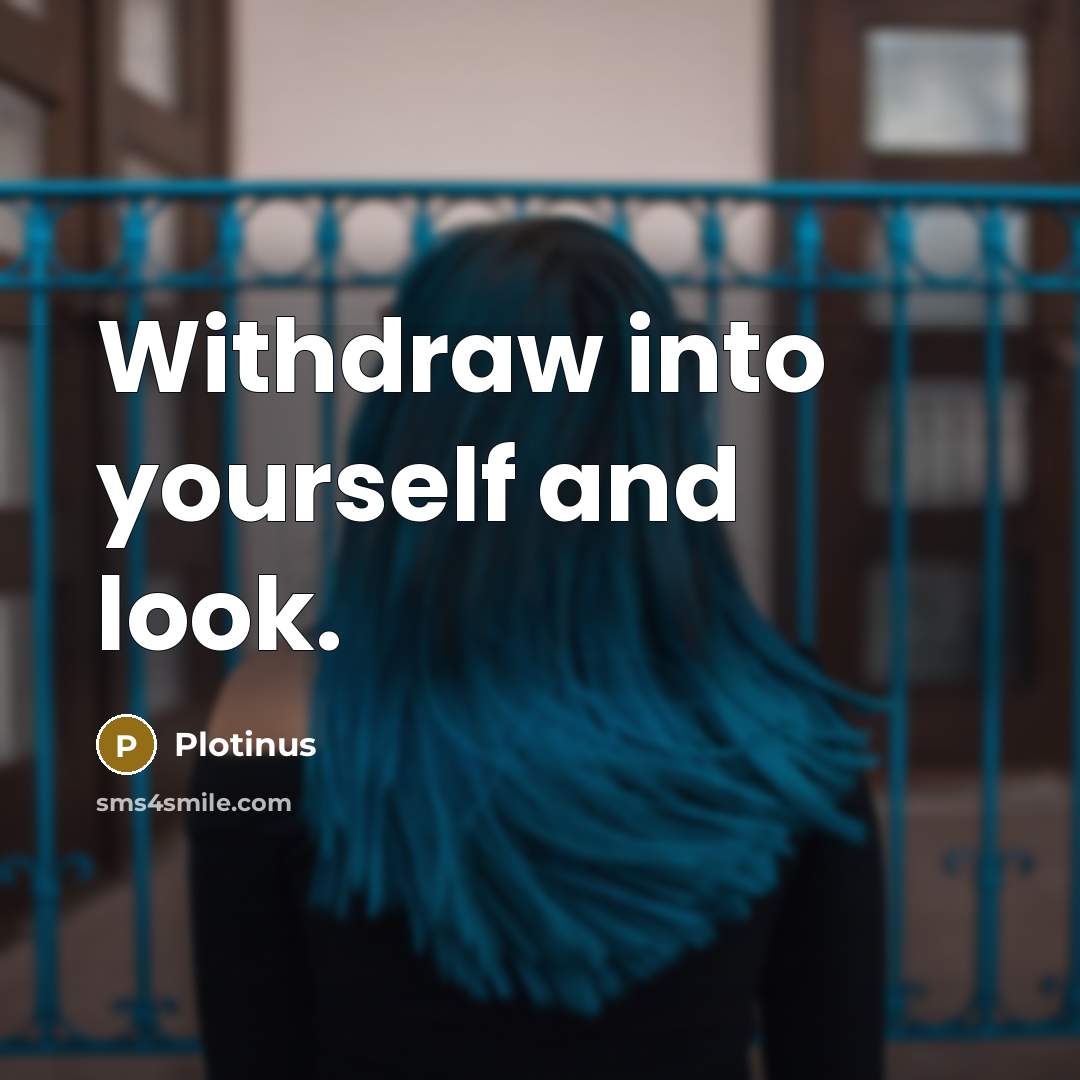 “Withdraw into yourself and look.” quote by Plotinus