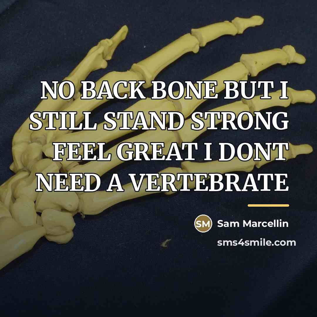 “NO BACK BONE BUT I STILL STAND STRONG FEEL GREAT…” quote by Sam Marcellin