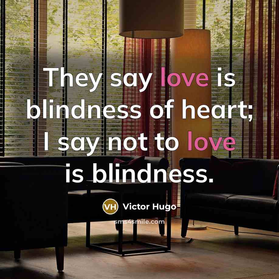 “They say love is blindness of heart; I say not…” quote by Victor Hugo