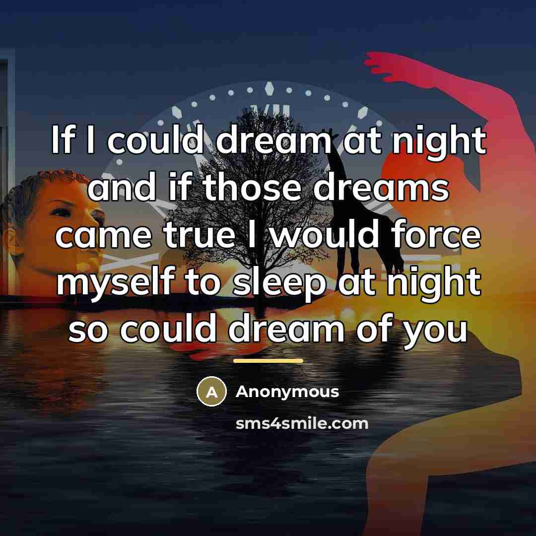 “If I could dream at night and if those dreams…” quote by Anonymous