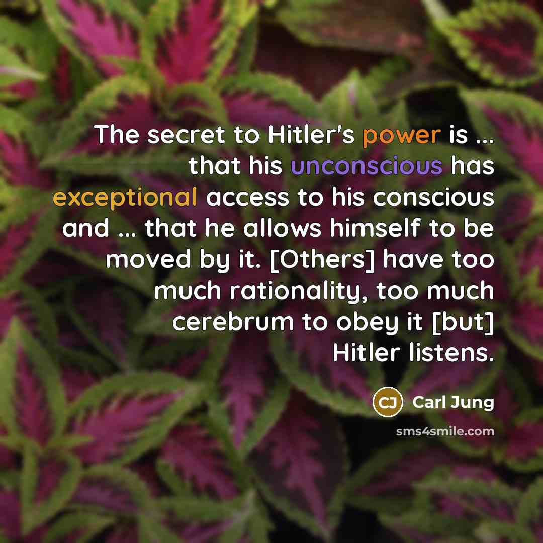 “The secret to Hitler's power is ... that his unconscious…” quote by Carl Jung