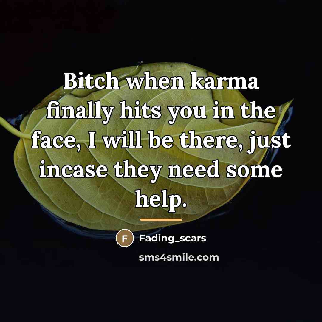 “Bitch when karma finally hits you in the face, I…” quote by Fading_scars