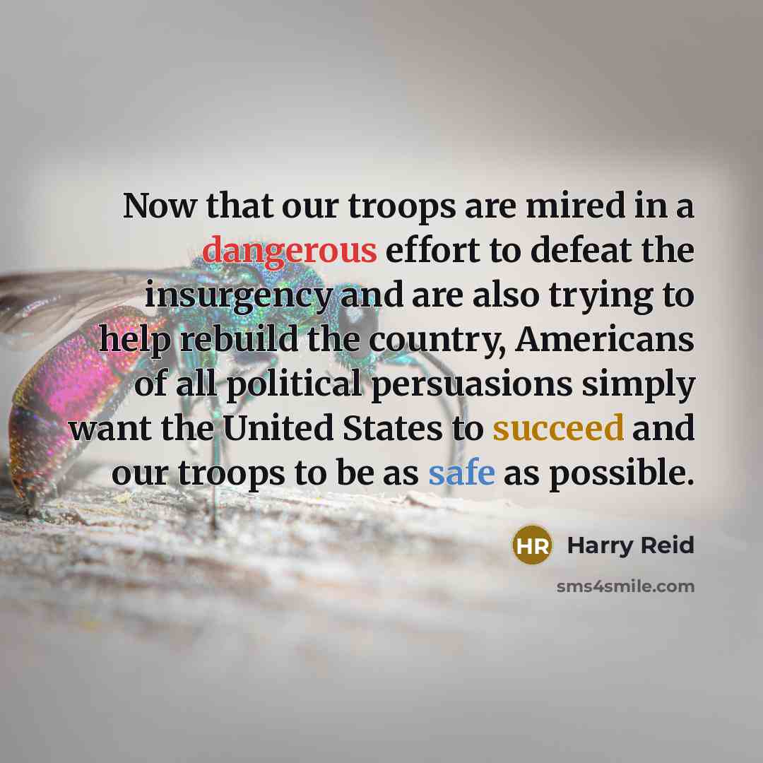 “Now that our troops are mired in a dangerous effort…” quote by Harry Reid