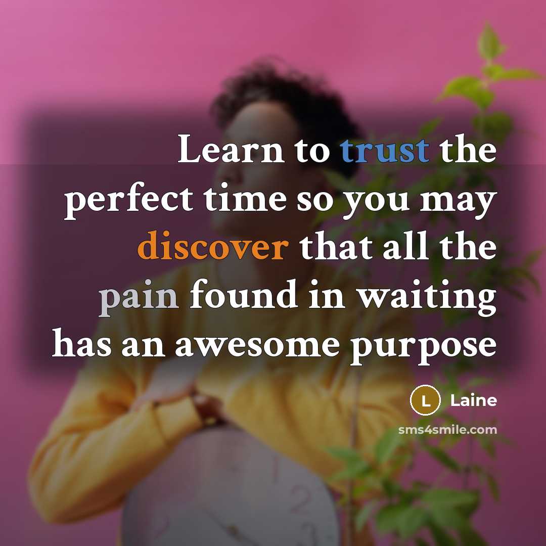 “Learn to trust the perfect time so you may discover…” quote by Laine