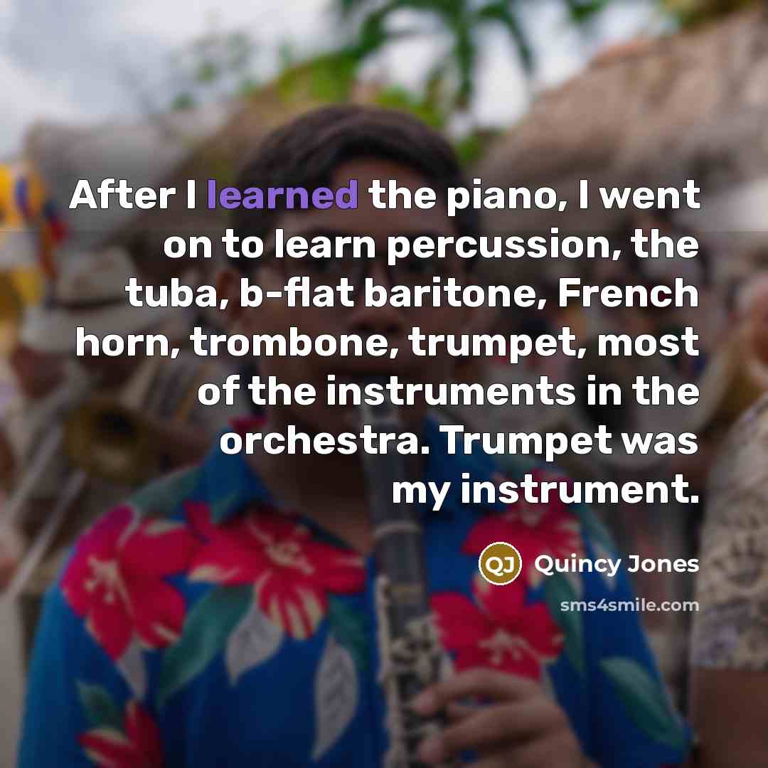 “After I learned the piano, I went on to learn…” quote by Quincy Jones