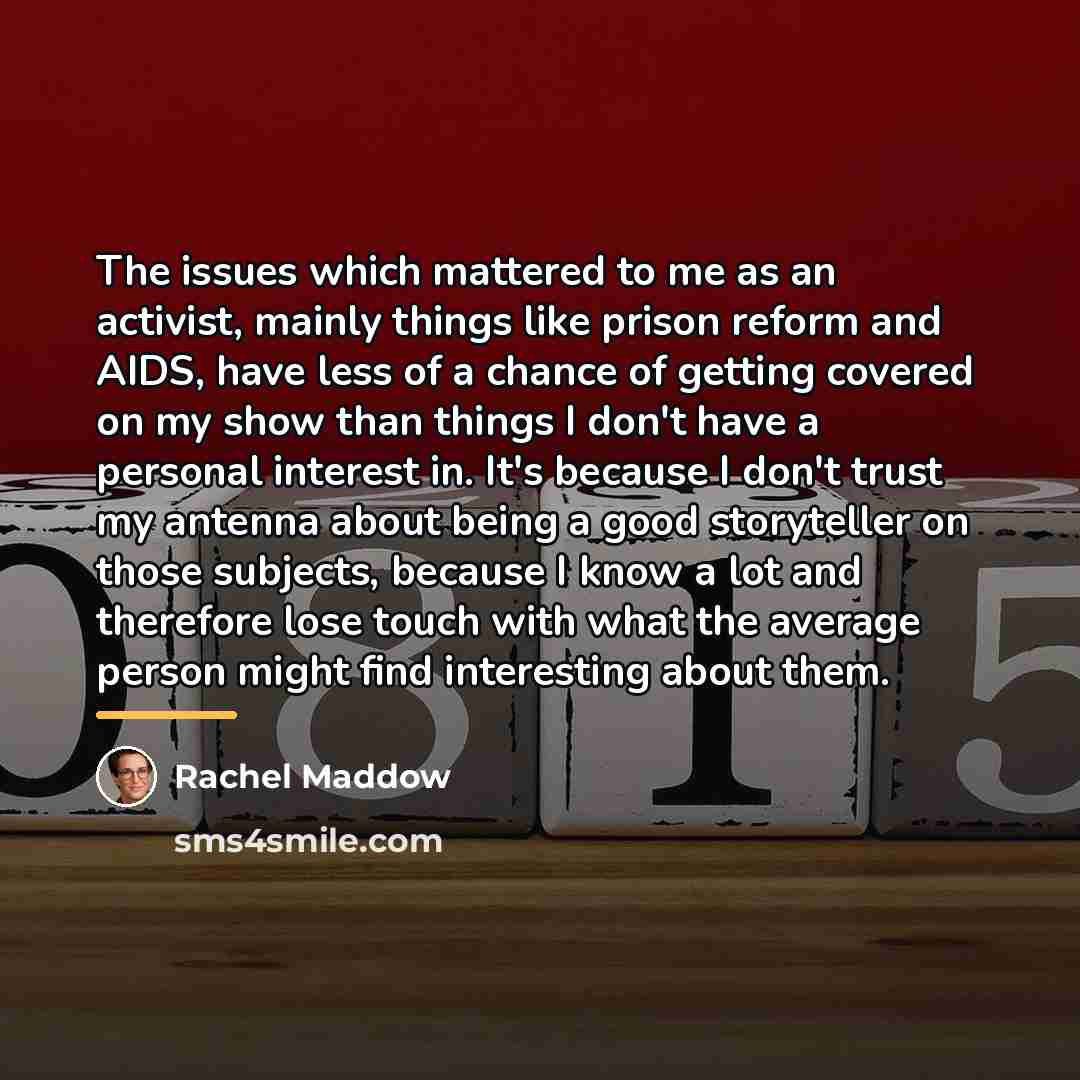 “The issues which mattered to me as an activist, mainly…” quote by Rachel Maddow