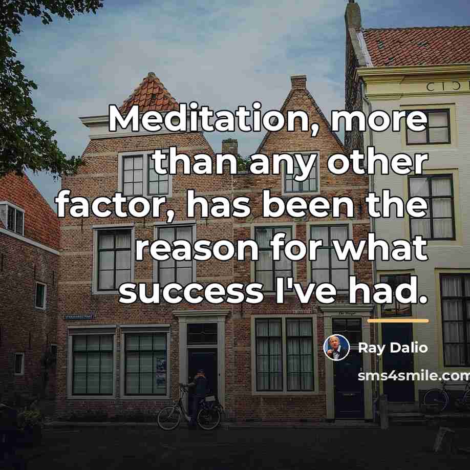 “Meditation, more than any other factor, has been the reason…” quote by Ray Dalio