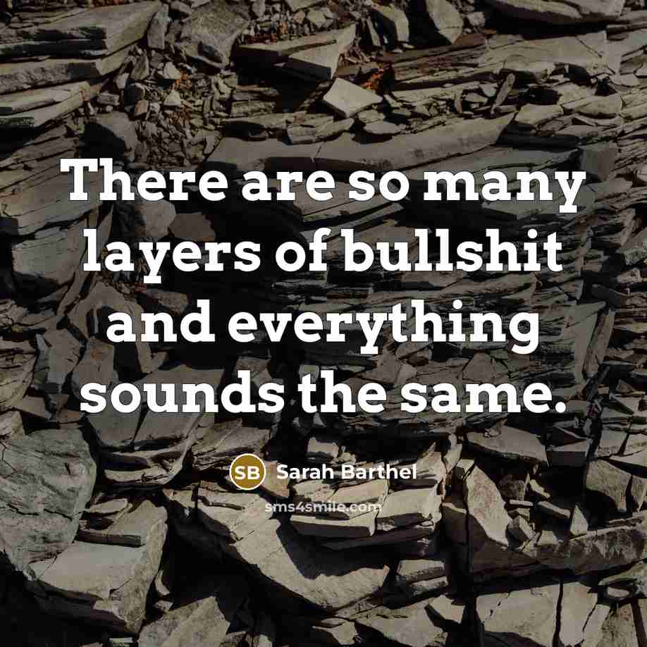 “There are so many layers of bullshit and everything sounds…” quote by Sarah Barthel