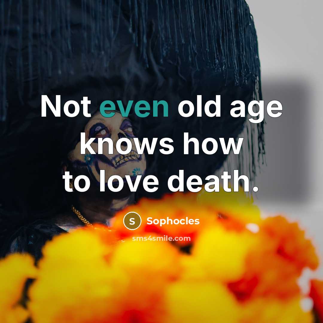 “Not even old age knows how to love death.…” quote by Sophocles