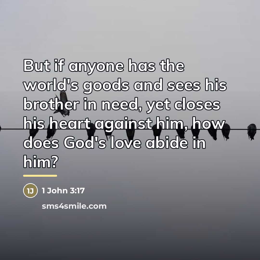 “But if anyone has the world's goods and sees his…” quote by 1 John 3:17