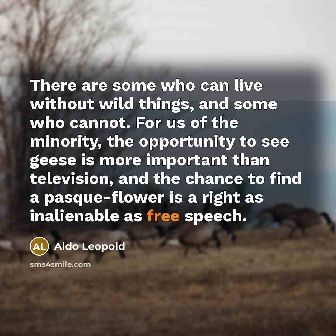 “There are some who can live without wild things, and…” quote by Aldo Leopold