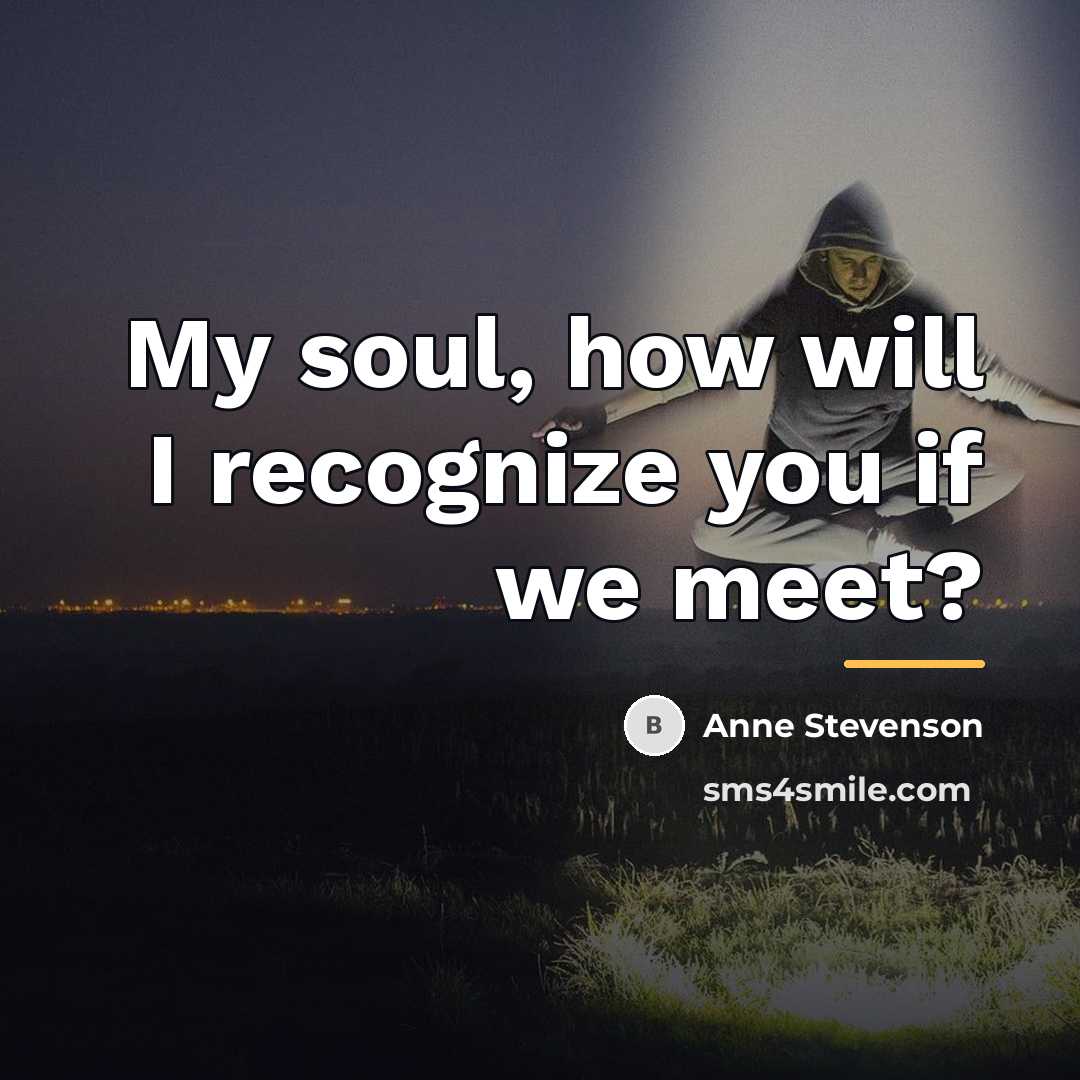 “My soul, how will I recognize you if we meet?…” quote by Anne Stevenson