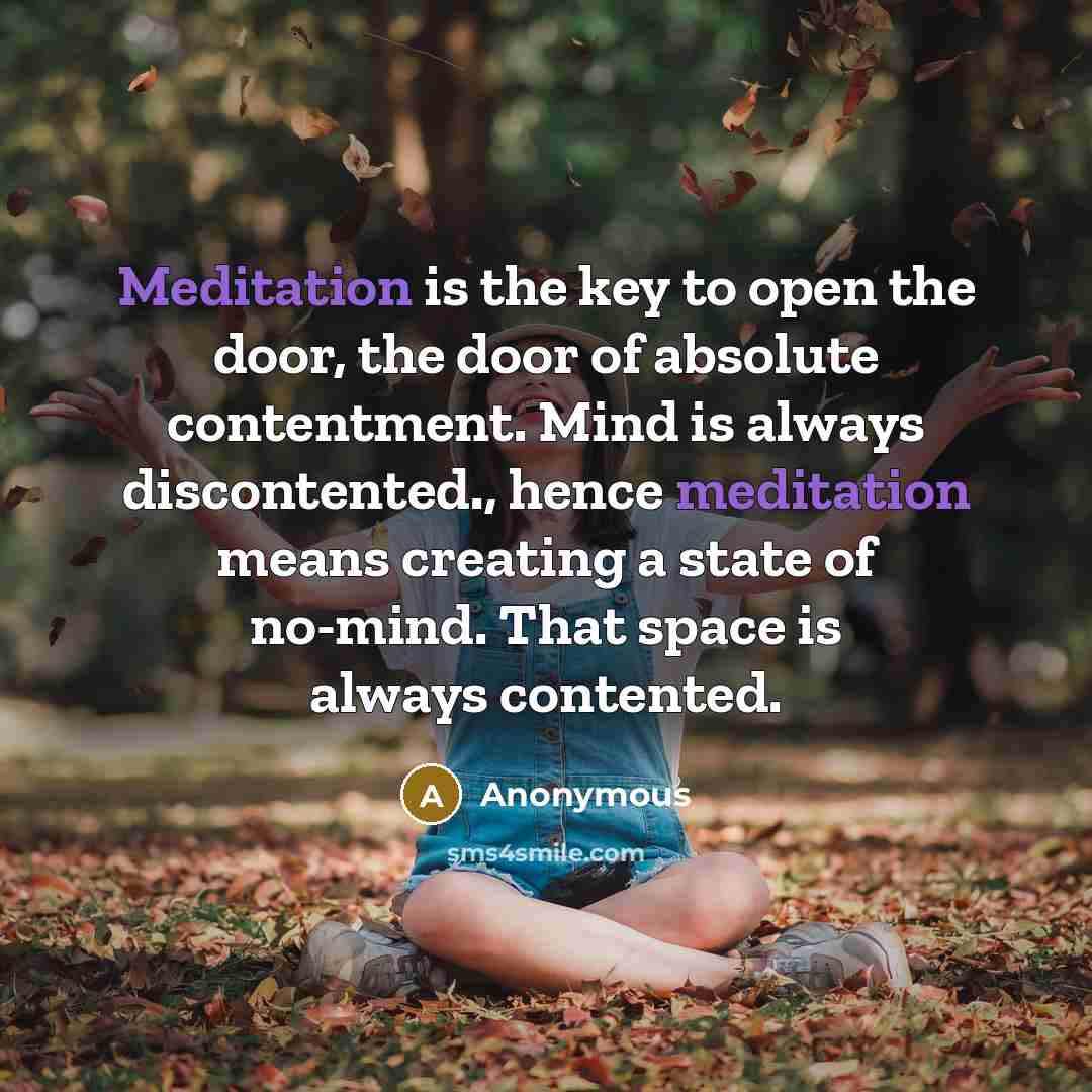 “Meditation is the key to open the door, the door…” quote by Anonymous