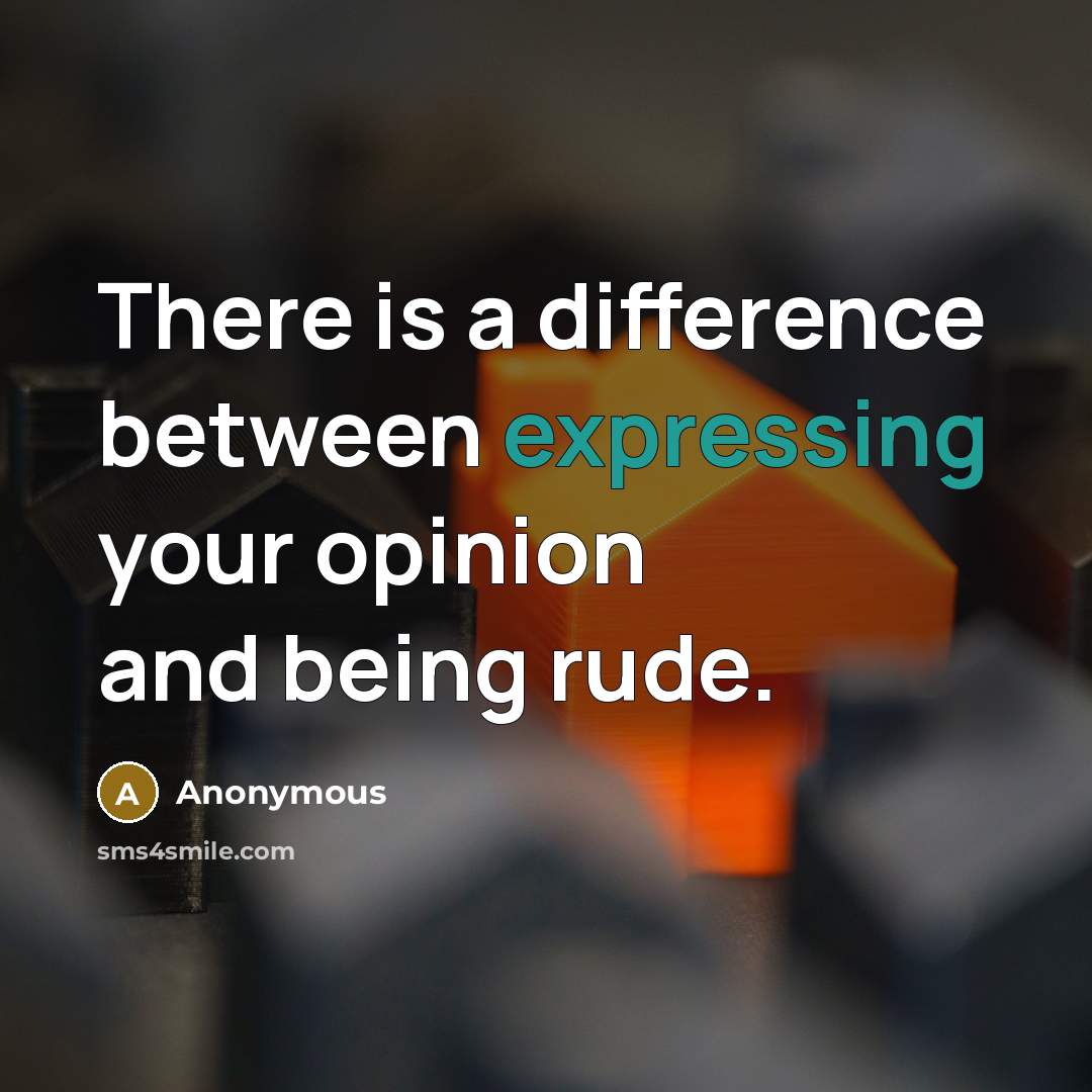 “There is a difference between expressing your opinion and being rude.” quote by Anonymous