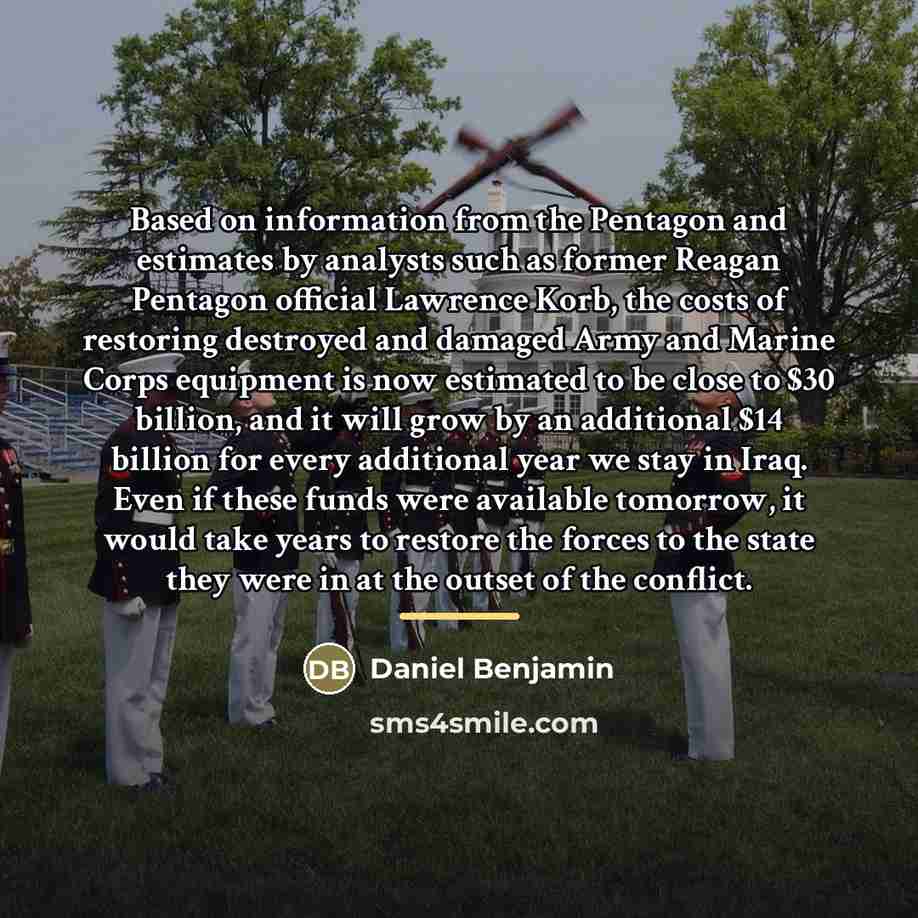 “Based on information from the Pentagon and estimates by analysts…” quote by Daniel Benjamin