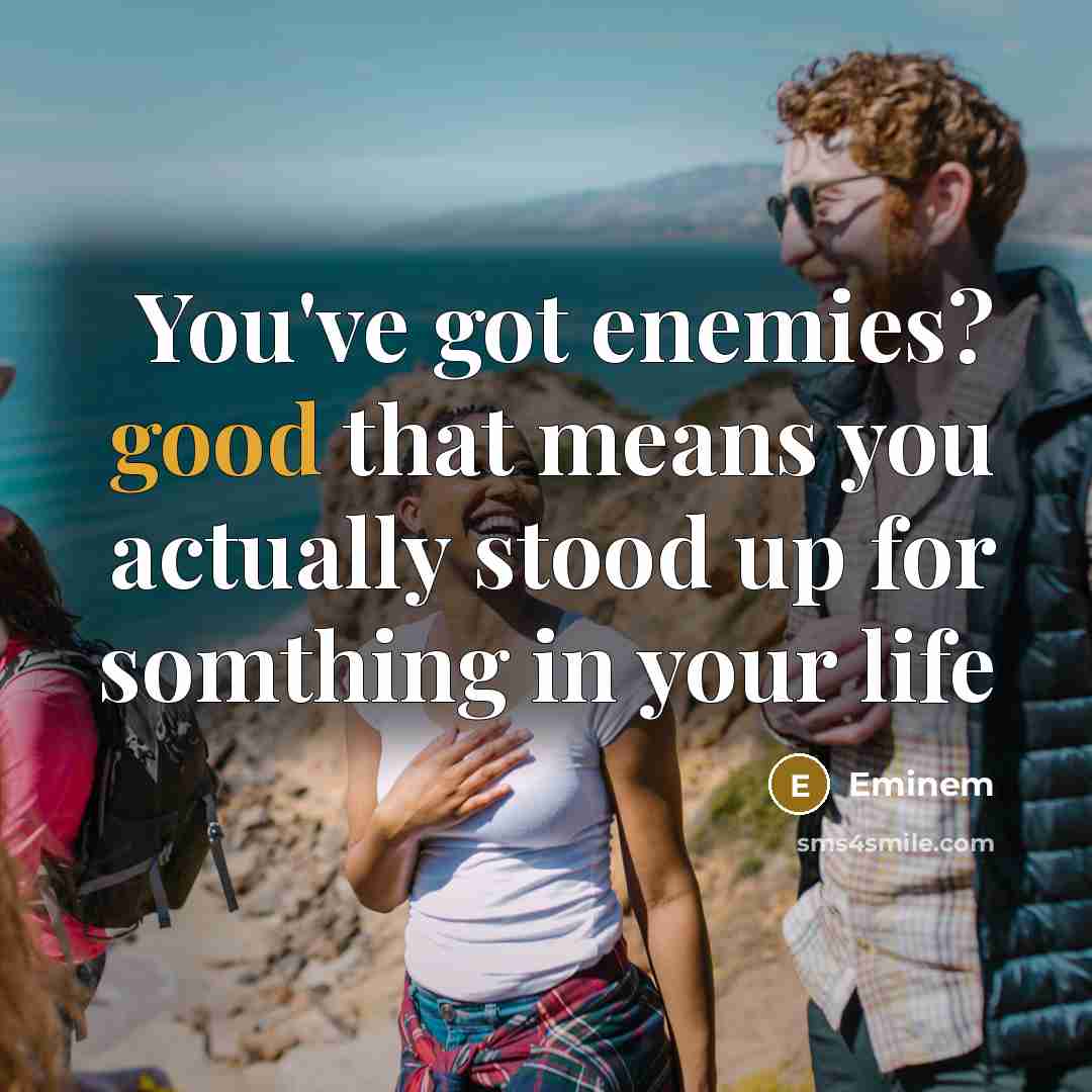 “You've got enemies? good that means you actually stood up for somthing in your life” quote by Eminem