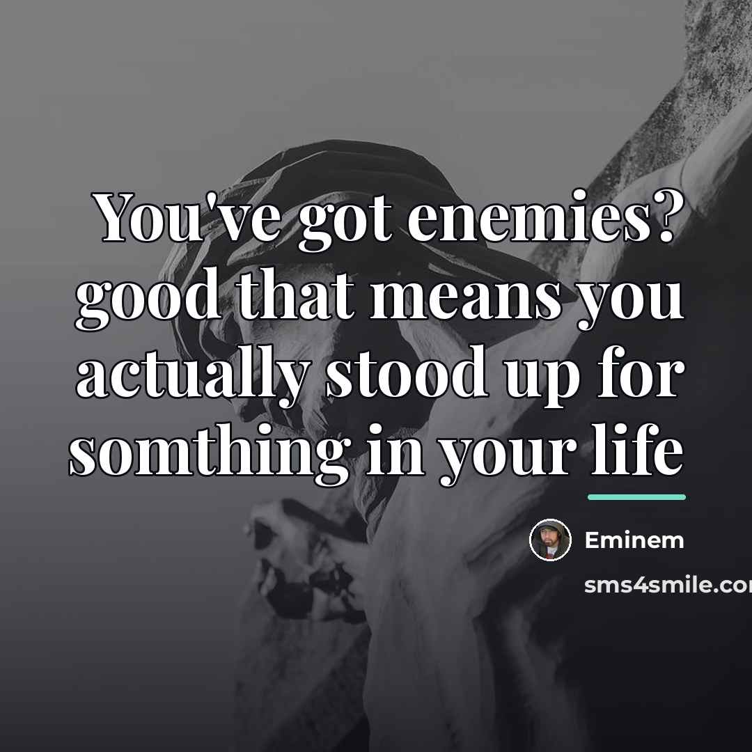 “You've got enemies? good that means you actually stood up…” quote by Eminem