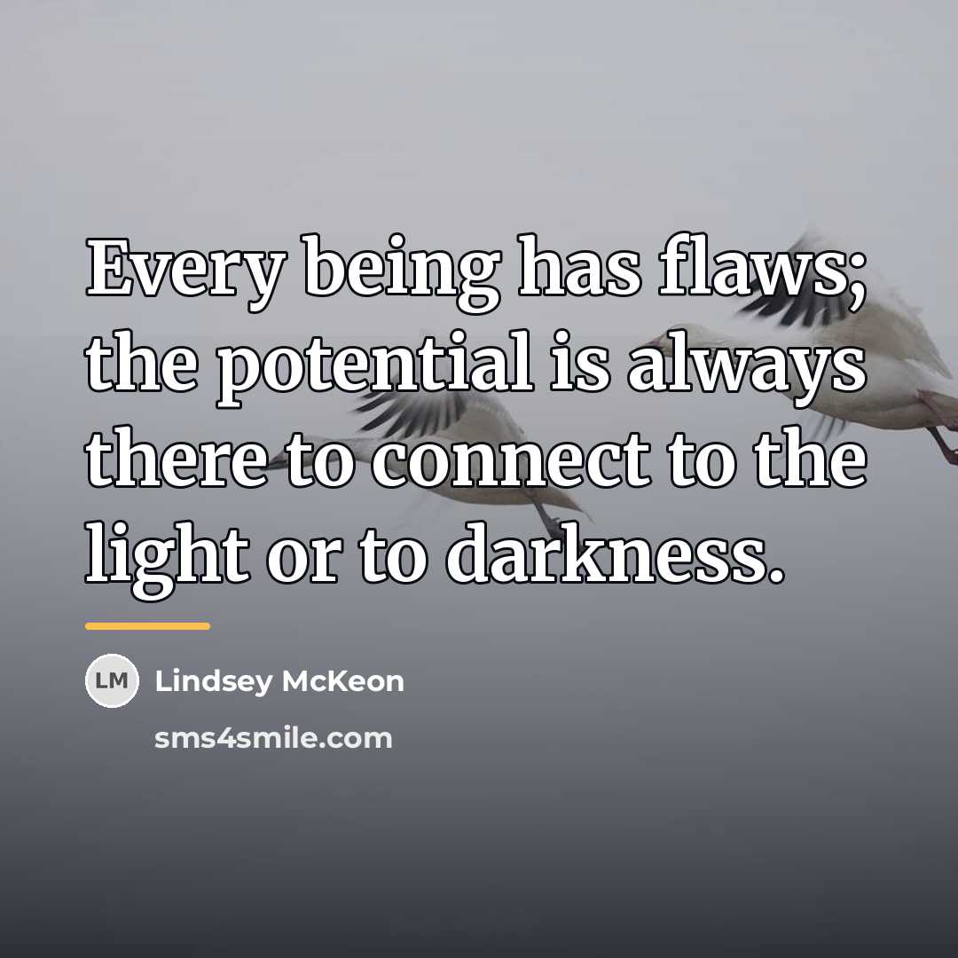“Every being has flaws; the potential is always there to…” quote by Lindsey McKeon