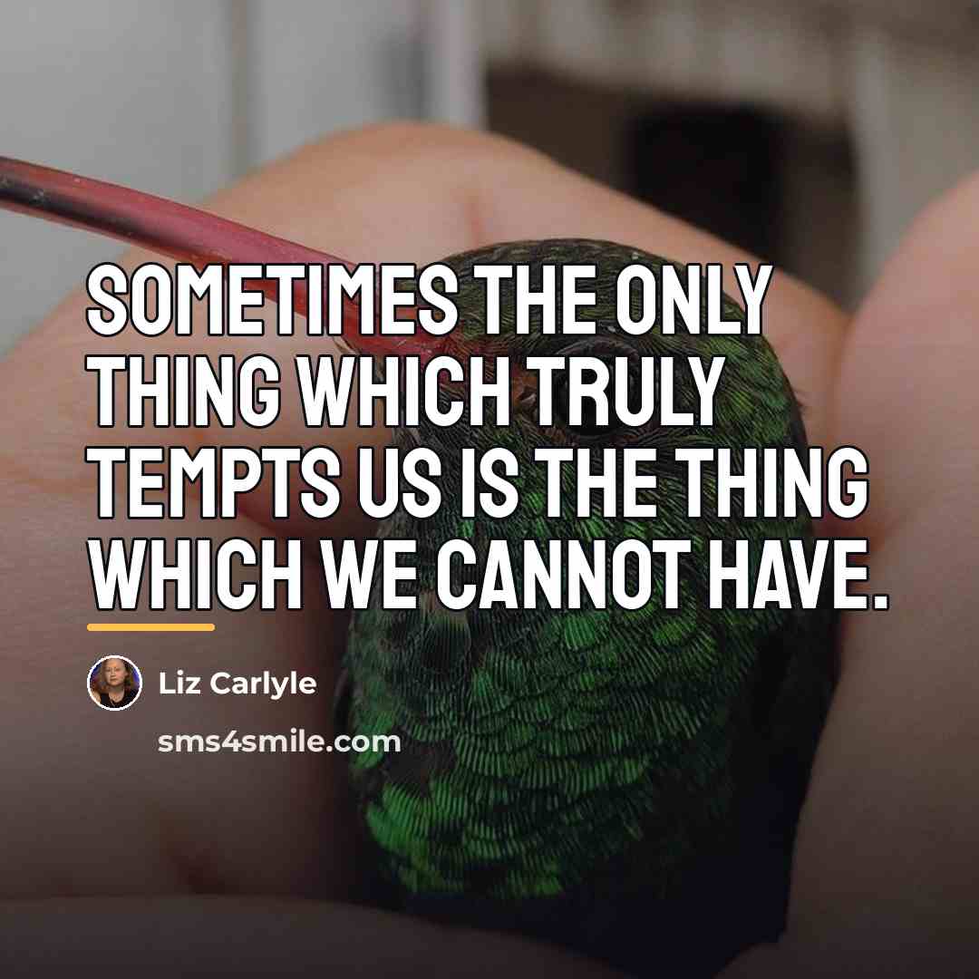 “Sometimes the only thing which truly tempts us is the…” quote by Liz Carlyle