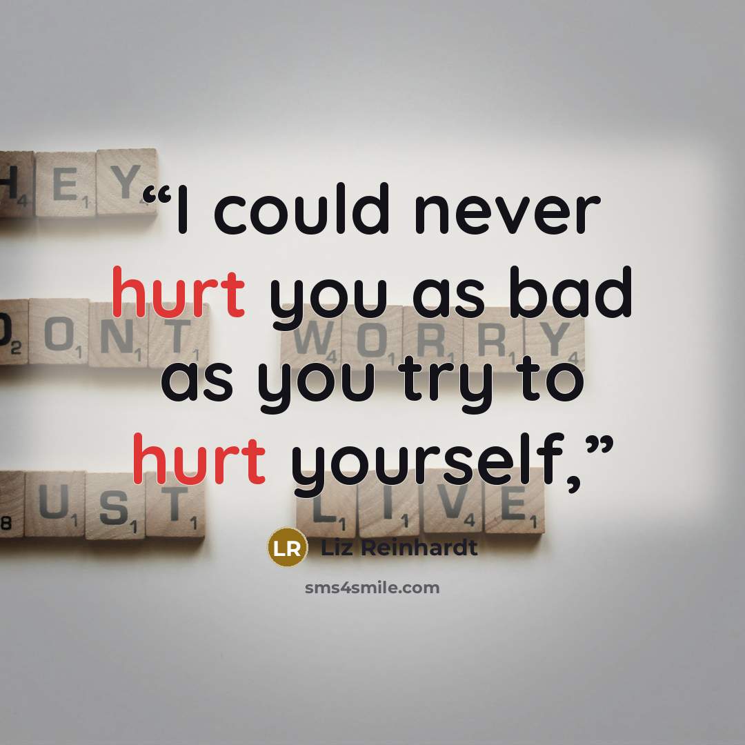 “I could never hurt you as bad as you try to hurt yourself,” quote by Liz Reinhardt